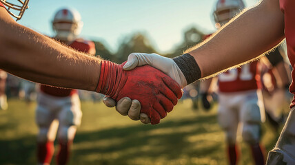 Football players handshake