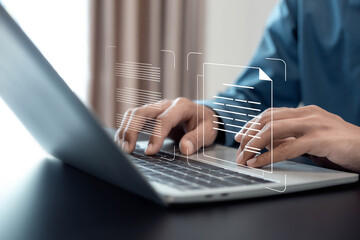 Document management concept , Process automation to efficiently manage files. Online documentation...