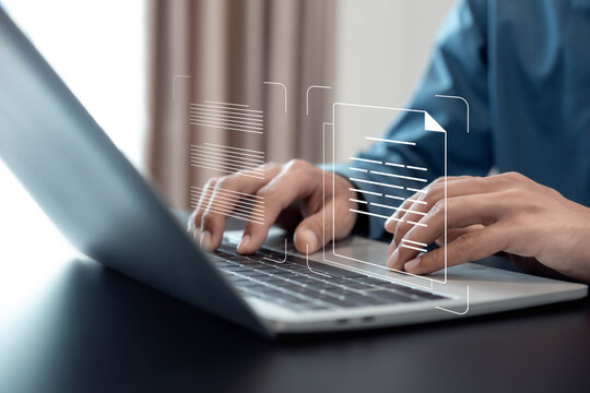 Document management concept , Process automation to efficiently manage files. Online documentation database and document management system .