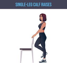 chair exercise,Single-Leg Calf Raises © Wasana