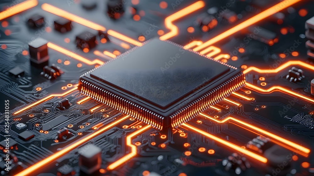 Aufkleber a close-up, digitally rendered image showcases a central processing unit (cpu) meticulously placed a