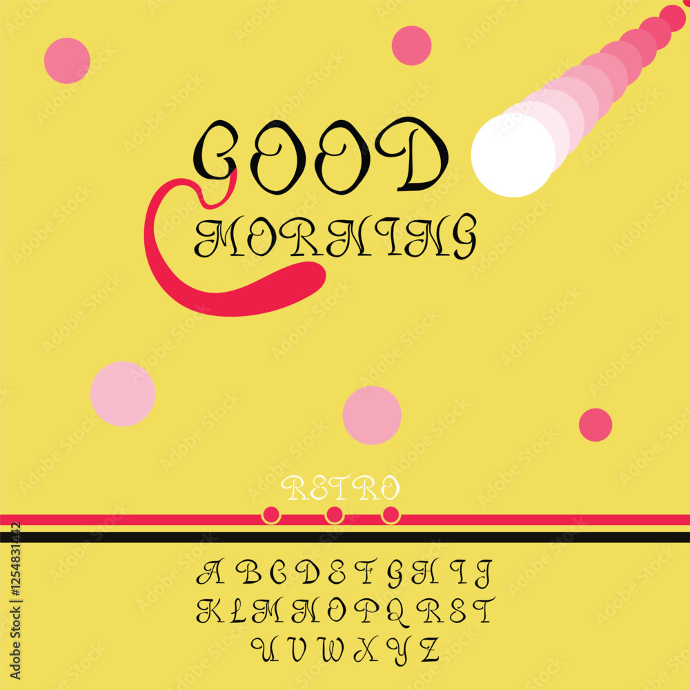 Fototapete stylish retro type font alphabet with red devil stylish series back to school