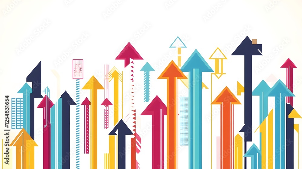 Poster abstract colorful arrows pointing upward representing growth