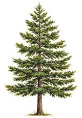 Watercolor Tree or Forest Side View Isolated on White Background for Landscape and Architecture Drawing . Generative AI