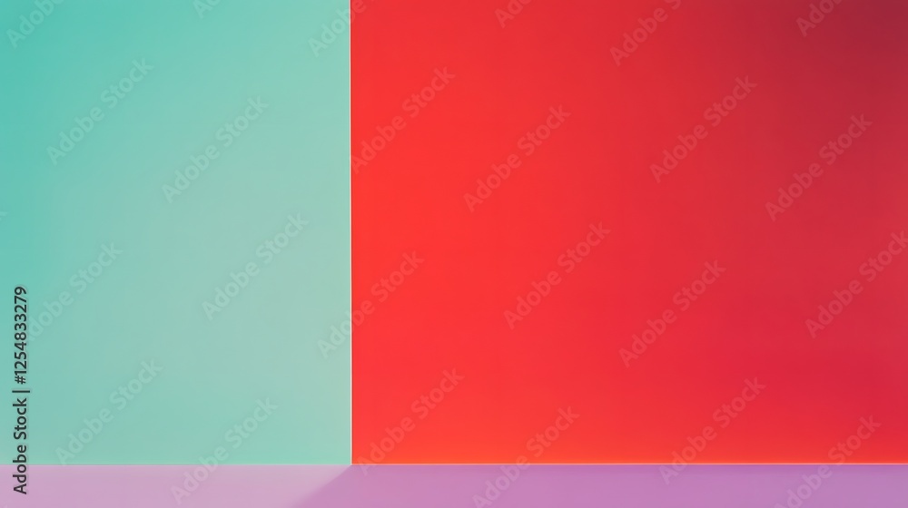 Poster abstract color block background design featuring teal red and lavender