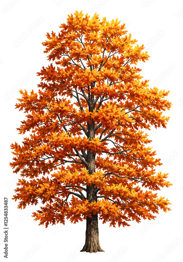 Poster watercolor tree or forest side view isolated on white background for landscape and architecture draw