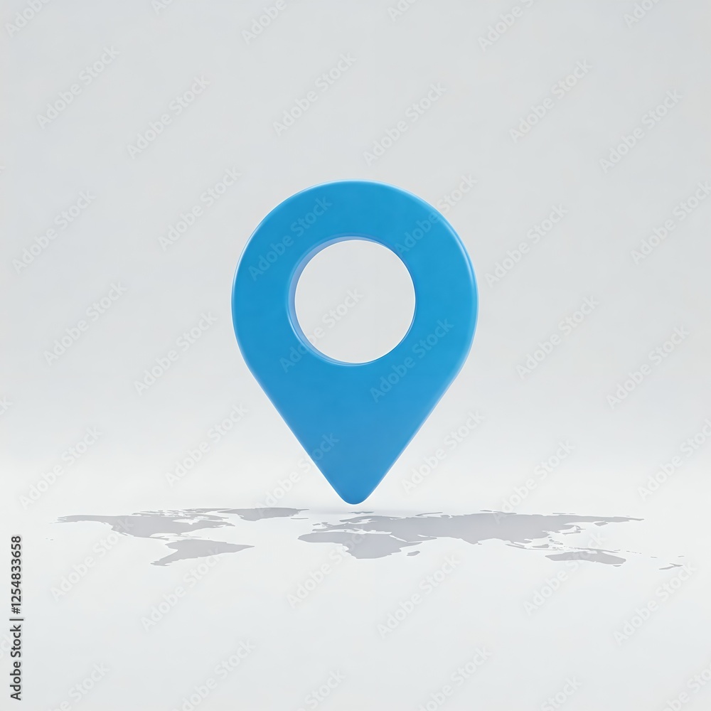 Poster a blue location pin icon stands prominently on a light background, symbolizing navigation and geogra