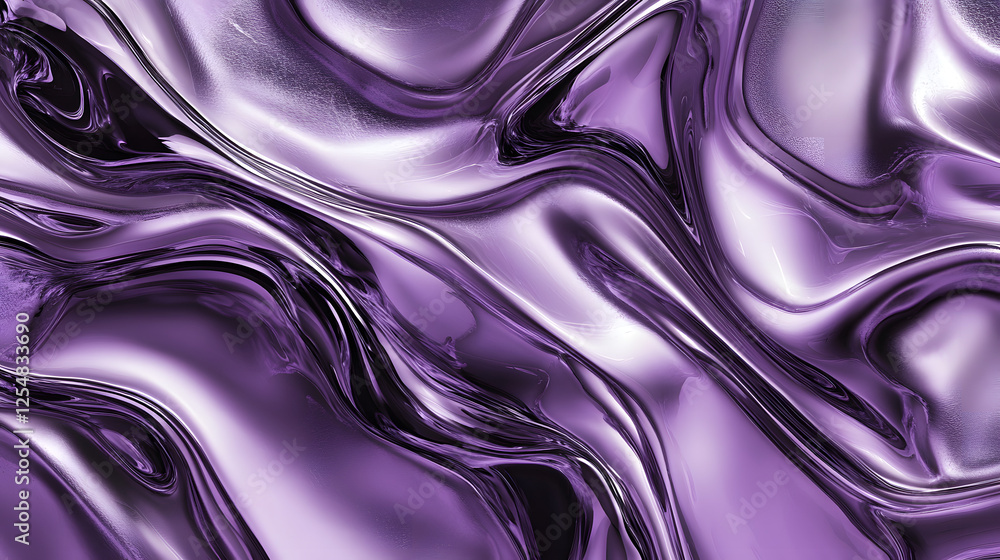 Poster purple abstract background with glowing elements and tulip flowers in a harmonious blend of colors a