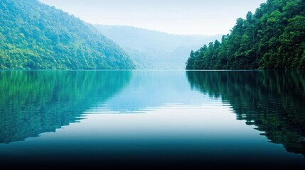 Serene River Reflecting Lush Forest Landscape