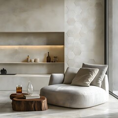 A minimalist aesthetic with a delicate honeycomb pattern in muted gray.