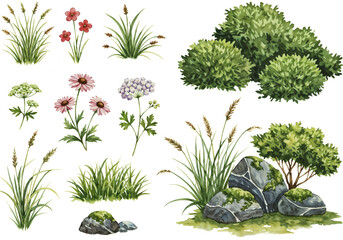 Green Tree Plants for Landscape Elevation and Background Environment Concept Design . Generative AI