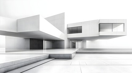 A minimalist architectural sketch of overlapping geometric patterns.