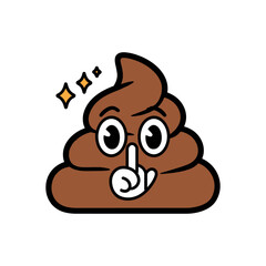 Funny Poop Emoji with Shushing Gesture Illustration