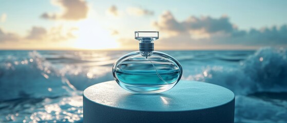 Obraz premium product photography of perfume. a perfume bottle with fresh ocean fragrance