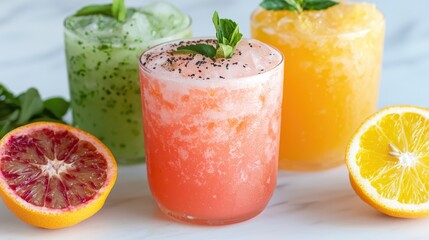 Refreshing fruit smoothies in glasses