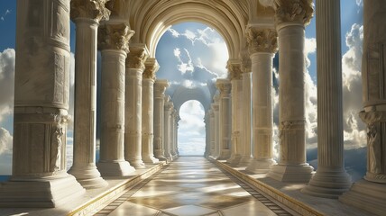 Enchanted Pathway Through Ancient Stone Arches