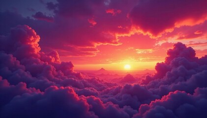 Fiery orange and purple hues paint the twilight sky, sunset, blue