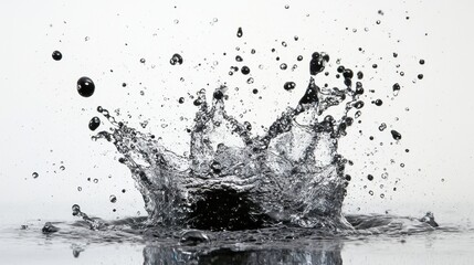 Obraz premium Dramatic water splash crown effect, black and white. Ideal for purity, refreshment, or cleansing concepts.