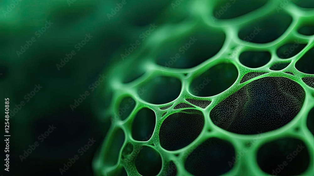 Poster ocean health microscopic concept. close-up of green cells showcasing intricate patterns in a microsc