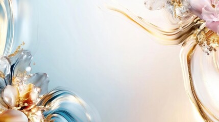 Abstract Fluid Art with Gold and Pastel Colors