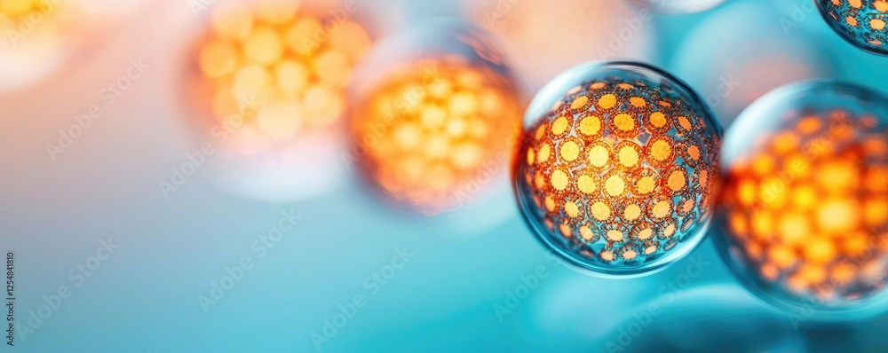 Poster climate impact microscopic idea. abstract representation of glowing particles in a dynamic backgroun