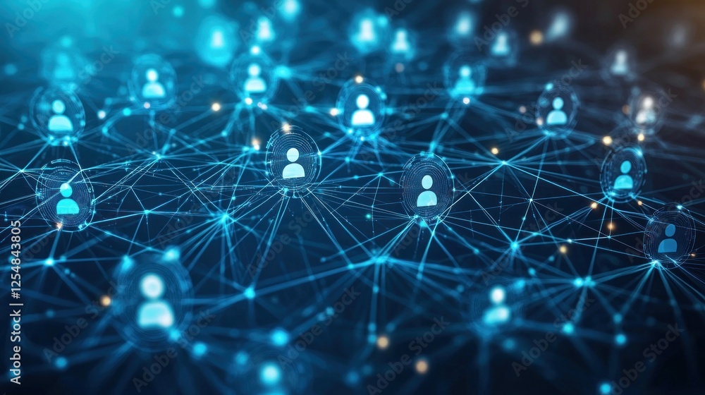 Aufkleber global network connection: visualization of interconnected individuals in a digital world