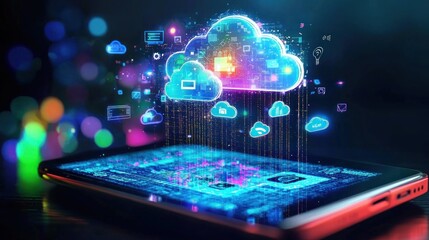 Fototapeta premium Cloud Computing and Mobile Technology: Seamless Data Synchronization and Accessibility