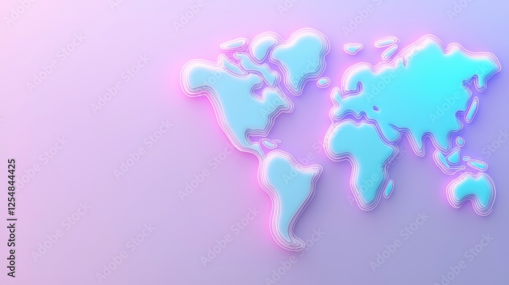 Poster global world map abstract world map design with vibrant gradients and glowing nodes, symbolizing glo