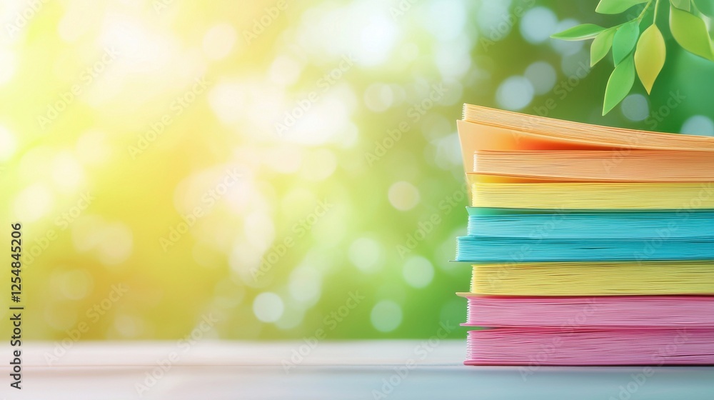 Poster management stack of document folder a stack of colorful file folders on an office desk, symbolizing 