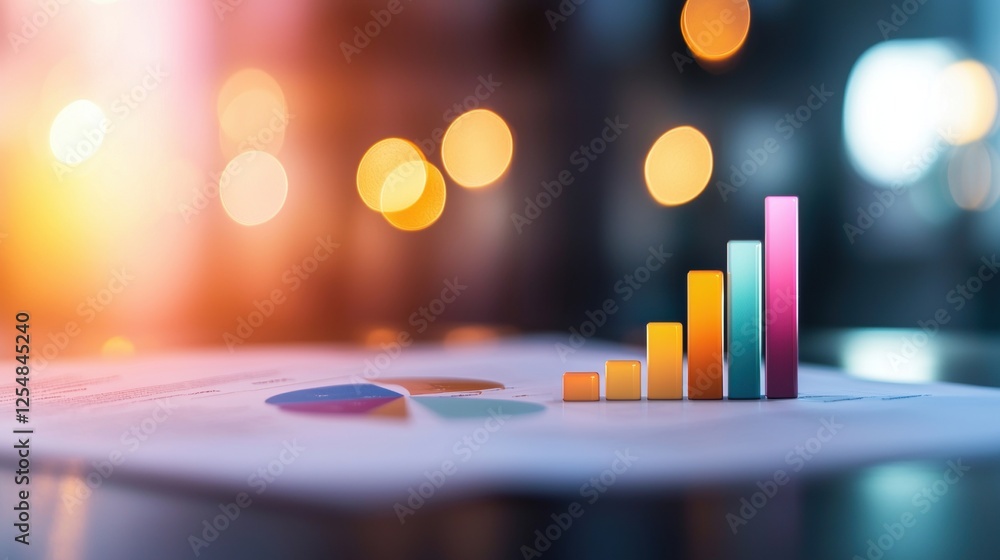 Poster management bar graph and pie chart a set of business charts, including a pie graph and trend lines, 