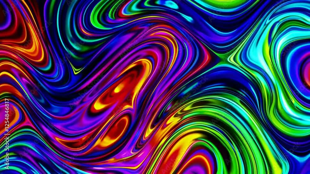 Aufkleber Vibrant abstract swirl pattern with colorful waves and psychedelic design. Modern art and creative expression concept