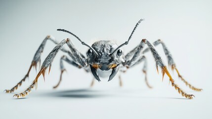 Close-up ant studio shot, neutral background, insect macro