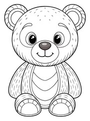 Obraz premium White teddy bear with black eyes and a black nose. Children's. Coloring. Books. Vector. Illustration. Graphics