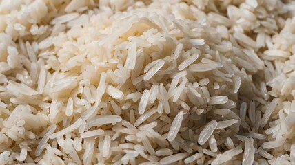 Close-up shot of Steamed rice, top view