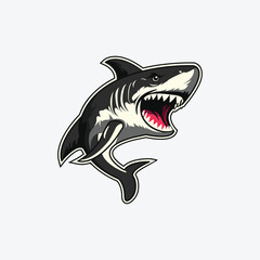 shark icon logo illustration minimalist design.