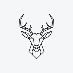 deer head icon logo line art shape illustration design.