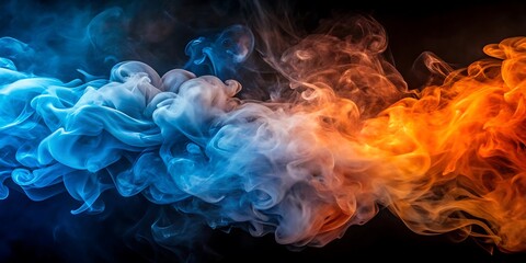 Obraz premium Blue and orange smoke trail. Background. Abstract. Futuristic. Graphics