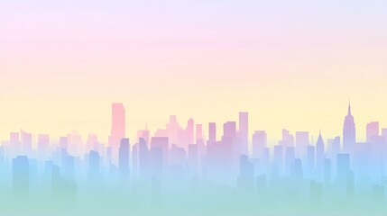 Fototapeta premium Pastel City Skyline in Gentle Morning Haze