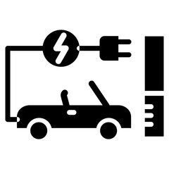 Electric Car  Icon Element For Design