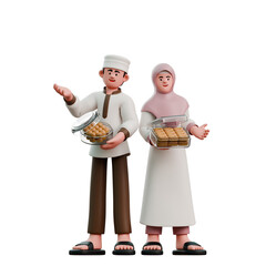 3D Character eid mubarak eid al-fitr ramadan tradition couple islamic muslim idul fitri mosque cartoon ornament culture celebration religion  