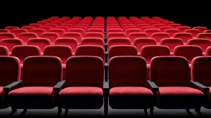 Fototapeta premium Empty Red Theater Seats In A Dark Cinema Hall
