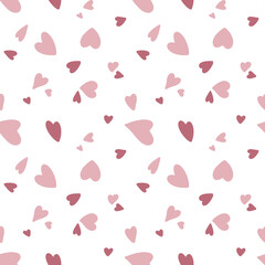 Pattern of red hearts on transparent background. Design for fabric, textile, packaging, background, textile, home decor, gifts and more.