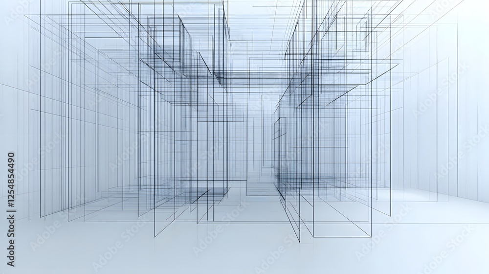 Poster abstract wireframe structure of a building design