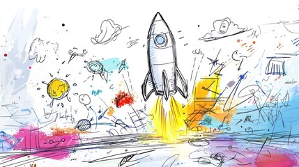Abstract Rocket Launch: A Whimsical Journey into Innovation and Creativity