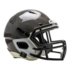 Fototapeta premium Glossy Black Football Helmet with Modern Design and Chin Strap