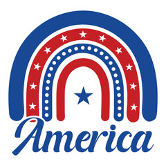 All American 4th of July Typography Design Featuring US Flag
