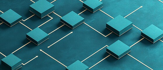Teal Cubes Network Abstract Connection and Growth Concept