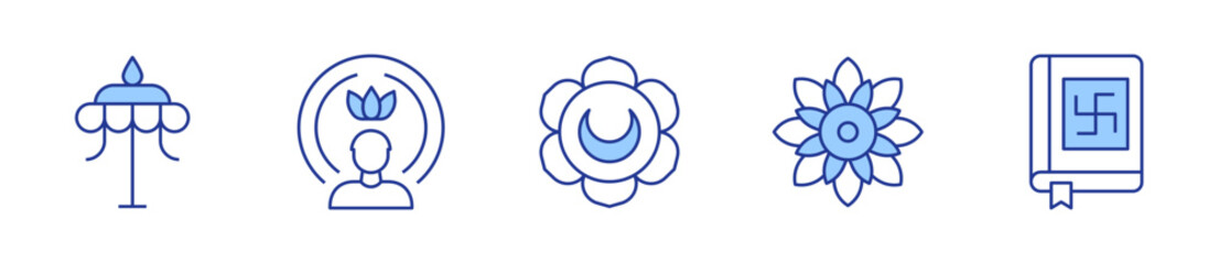 Obraz premium mandala, parasol, spirit, svadhishthana, vedas. Spirituality Icon vector illustration. Line Duotone style. Editable stroke