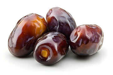 Obraz premium Fresh Medjool Dates on White Background with Glossy Texture. 