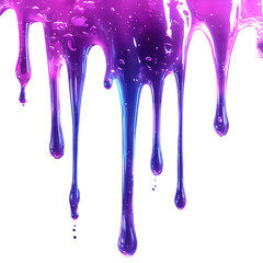 Neon Purple & Blue Dripping Liquid, Transparent Background